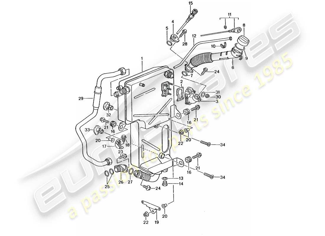 porsche 2004 (996 gt3) engine lubrication - oil tank part diagram