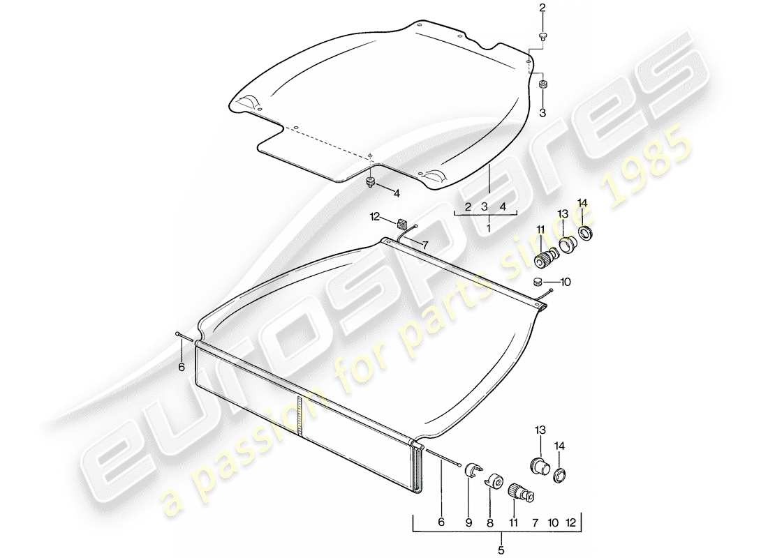 porsche 1978 (928) luggage compartment cover parts diagram