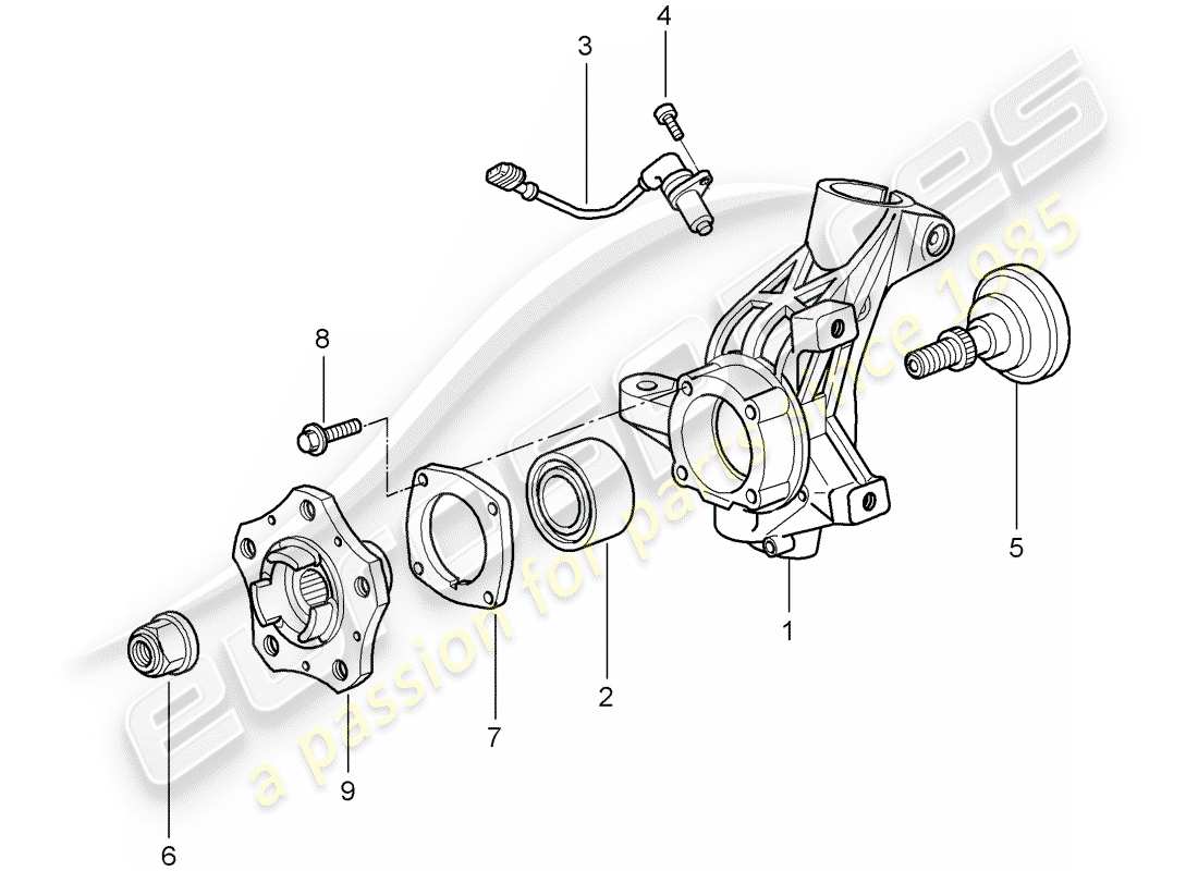 porsche 2009 997-2 turbo / gt2 wheel carrier parts diagram
