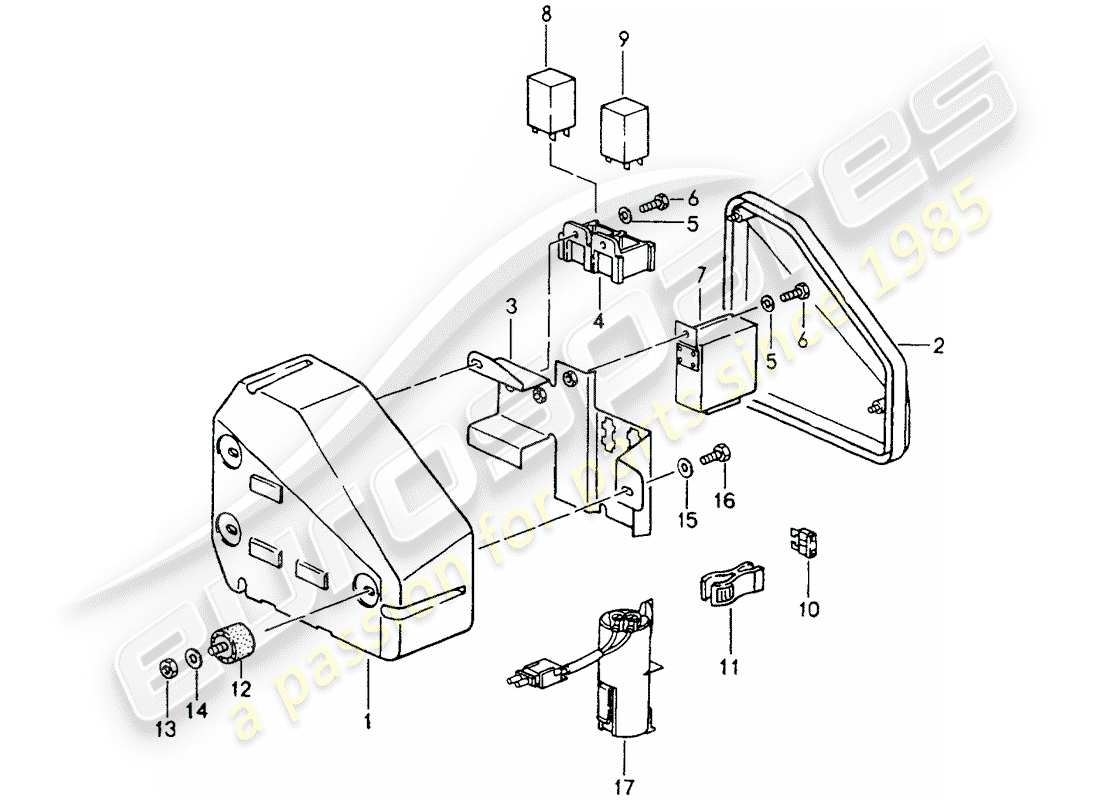 porsche 1993 (964) fuse box/relay plate - engine compartment parts diagram