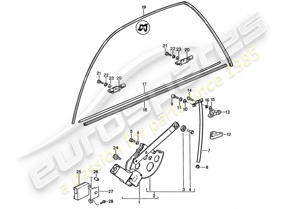 porsche 1992 (928) window regulator - and - accessories part diagram