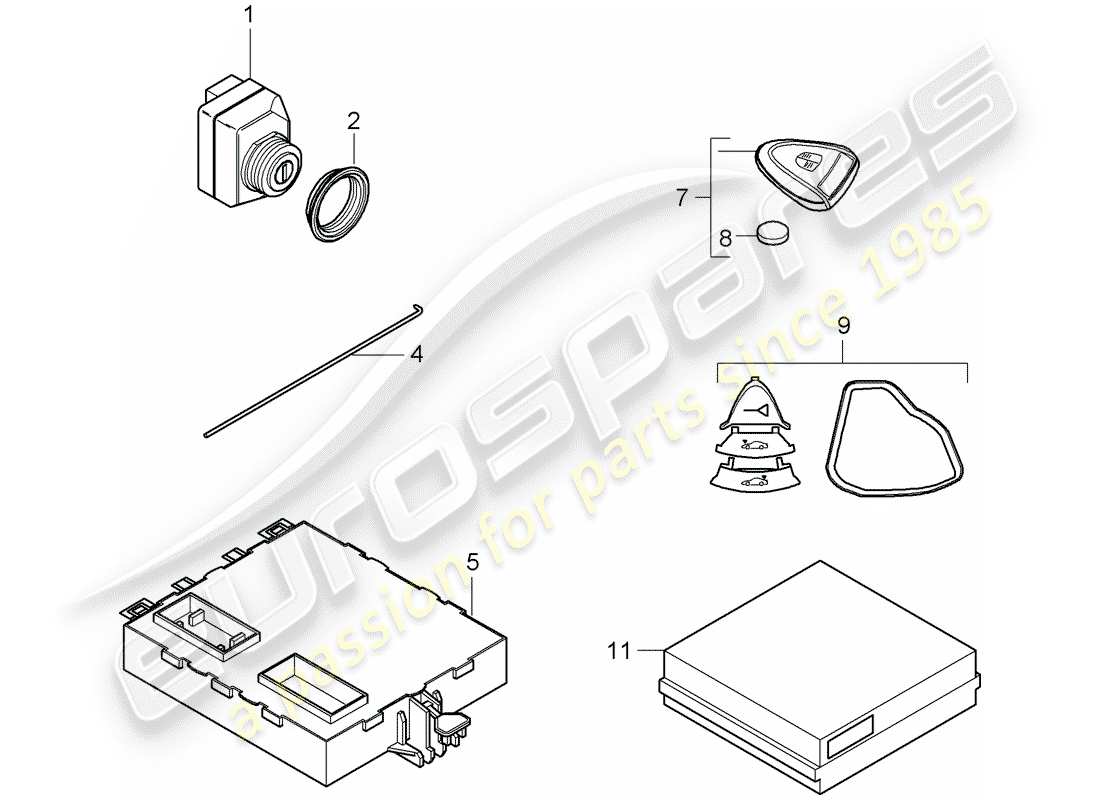porsche 2008 (987 boxster) control units immobiliser central locking system ignition/starter switch porsche access system parts diagram