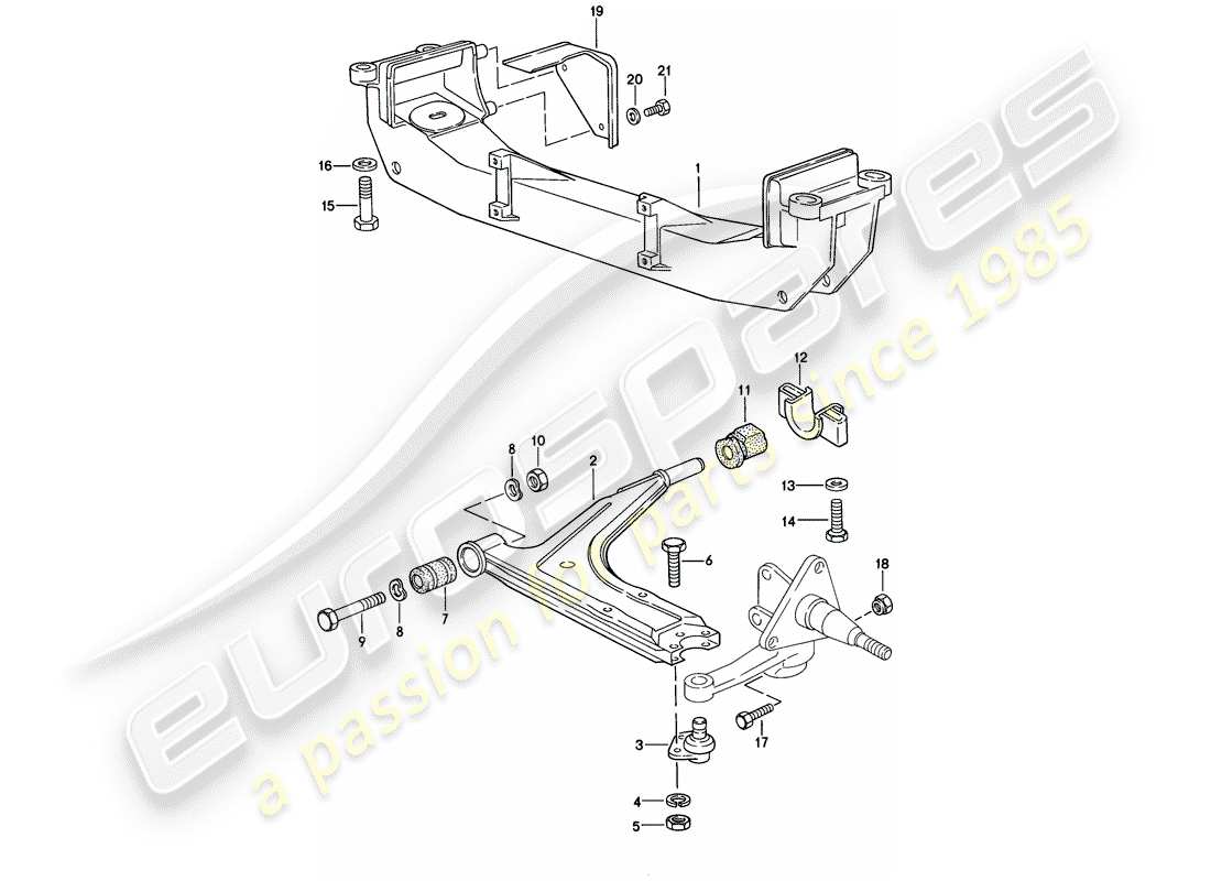 porsche 1984 (944) track control arm - cross member parts diagram