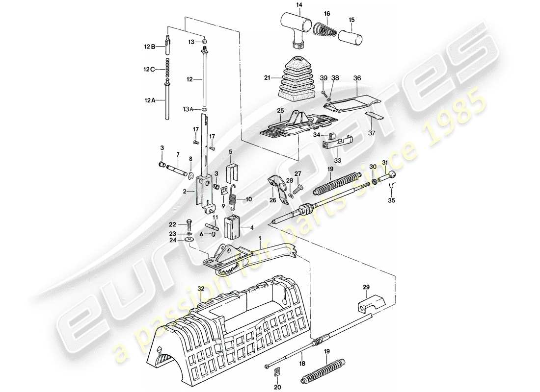 porsche 1984 (928) shift mechanism - for vehicles with - automatic transmission parts diagram