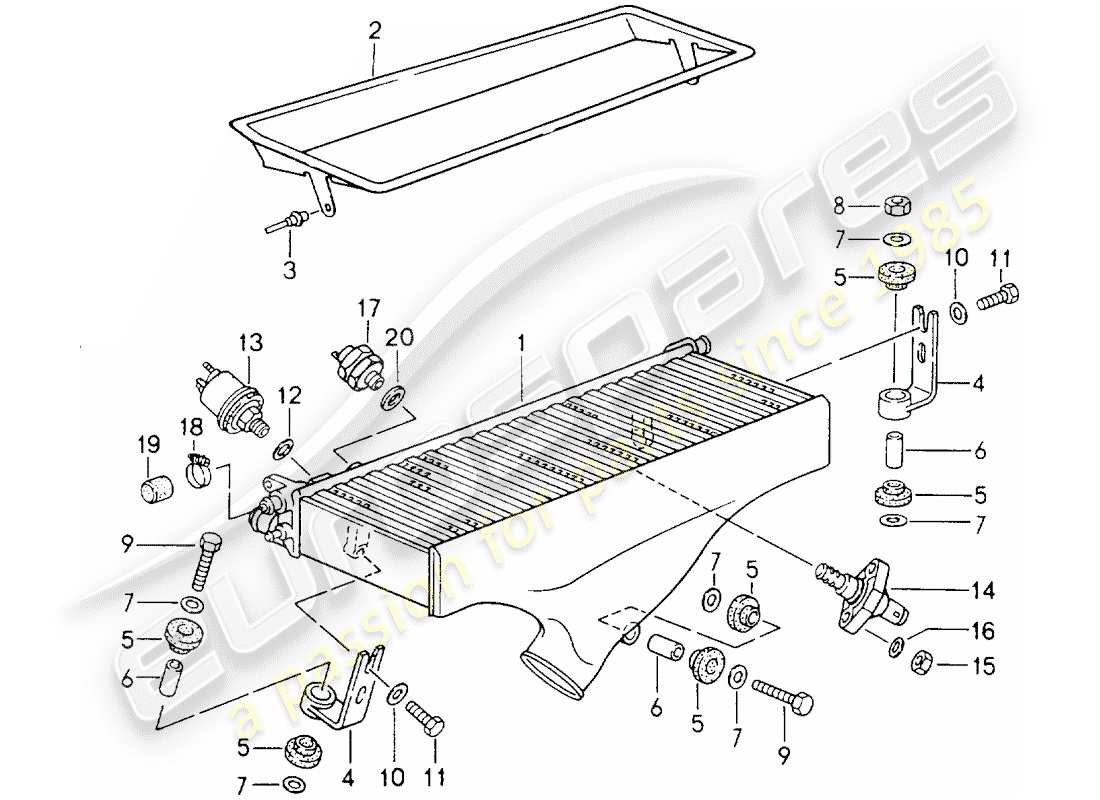 porsche 1989 (964) charge air cooler parts diagram