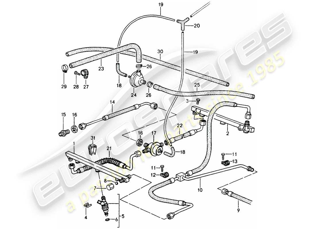 porsche 1993 (964) l-jetronic - lines parts diagram