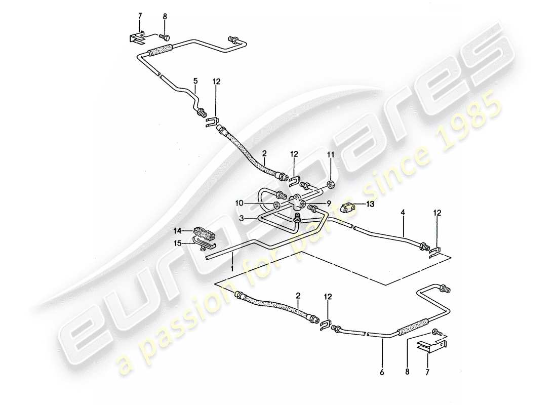 porsche 1992 (968) brake lines part diagram