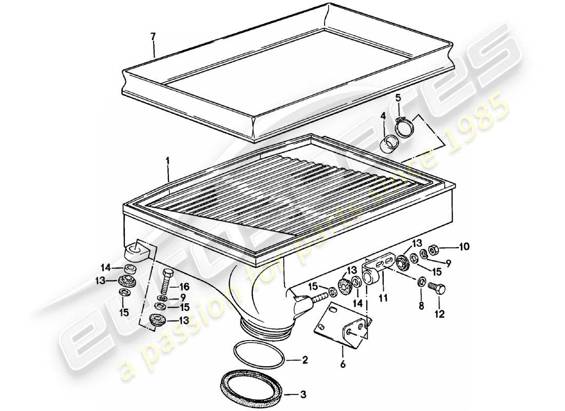 porsche 1983 (911) charge air cooler part diagram