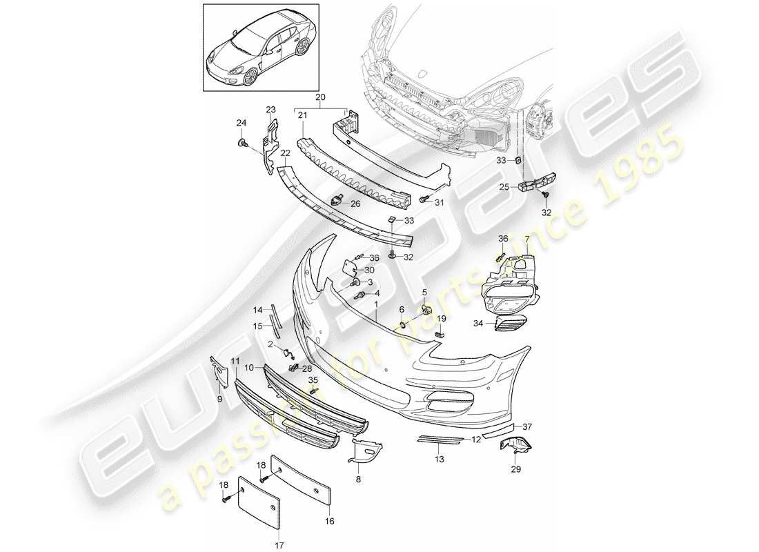 porsche 2012 (panamera 970) bumper front d >>- mj 2013 part diagram