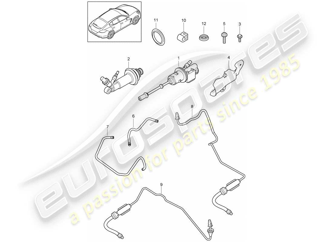 porsche 2011 (panamera 970) hydraulic coupling actuation clutch master cylinder hydraulic clutch pipe part diagram