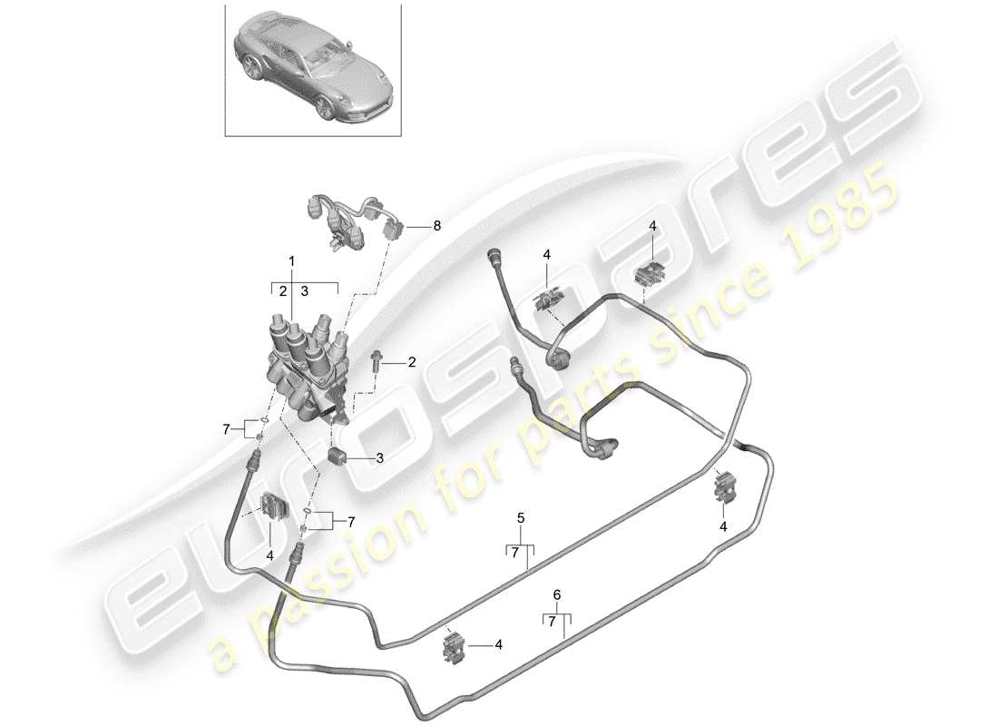 porsche 2014 (991-1 turbo) hydraulic line valve block front end pdcc d - mj 2017>> part diagram