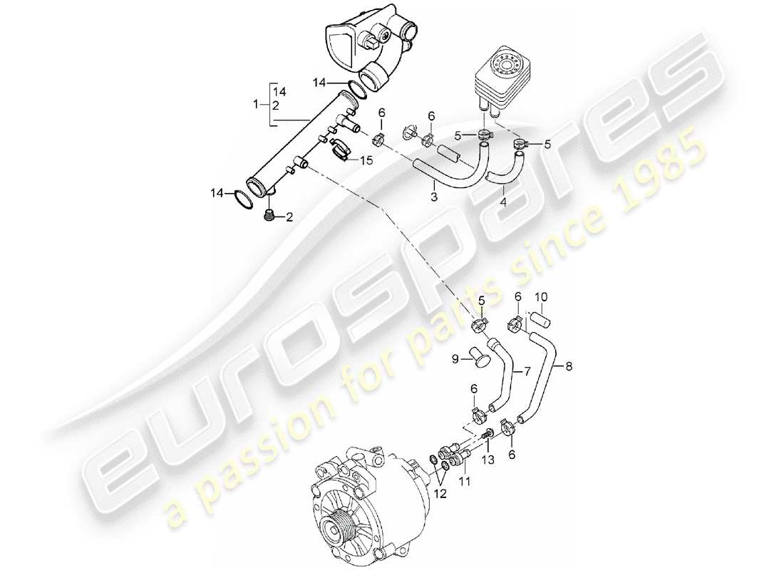 porsche 2003 (cayenne e1 9pa) coolant cooling system d - mj 2004>> parts diagram