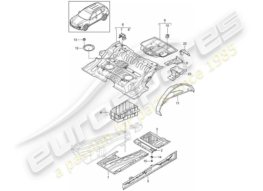 porsche cayenne e2 (2012) floor plates parts diagram