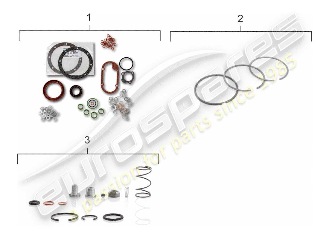 porsche 1975 (911 turbo) gasket set - repair kits - maintenance set part diagram