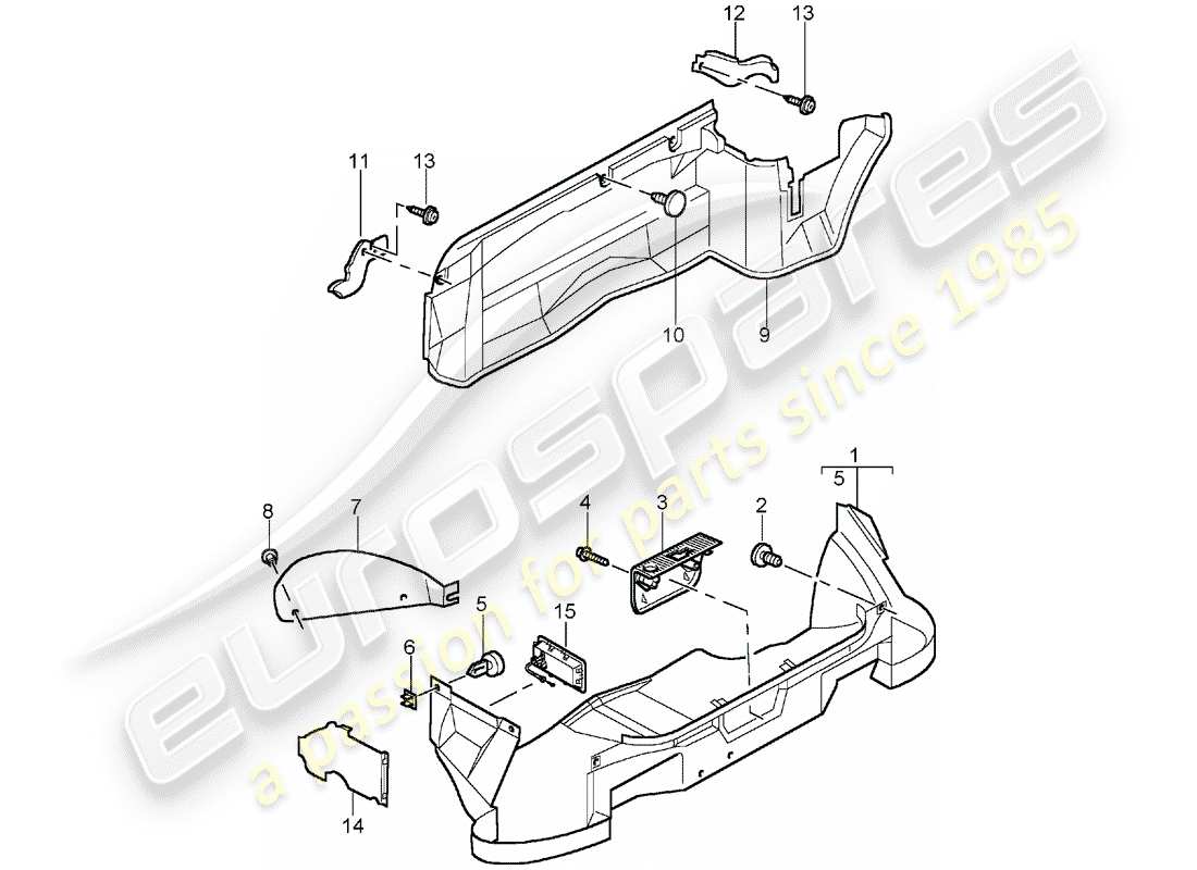 porsche 2004 (986 boxster) luggage compartment rear parts diagram