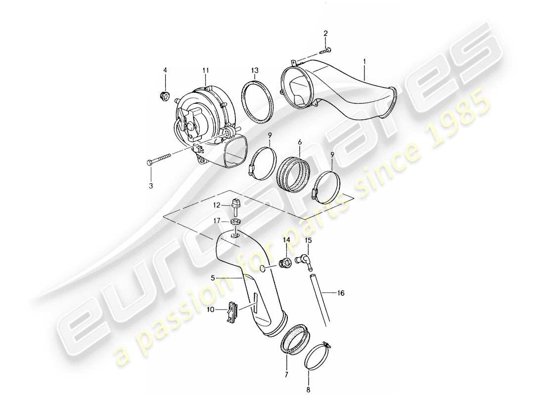 porsche 1991 (964) additional blower parts diagram