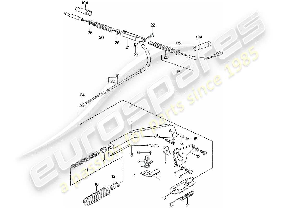 porsche 1977 (924) hand brake lever parts diagram