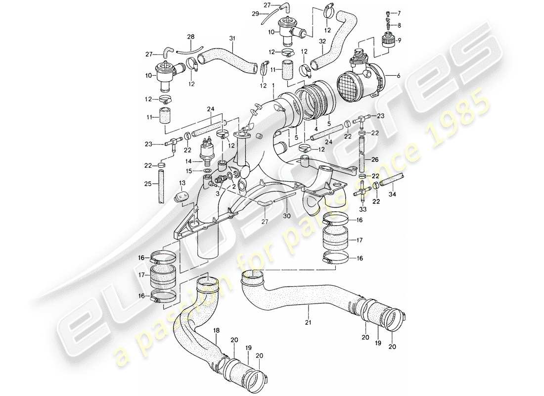 porsche 1995 (993) turbocharging part diagram