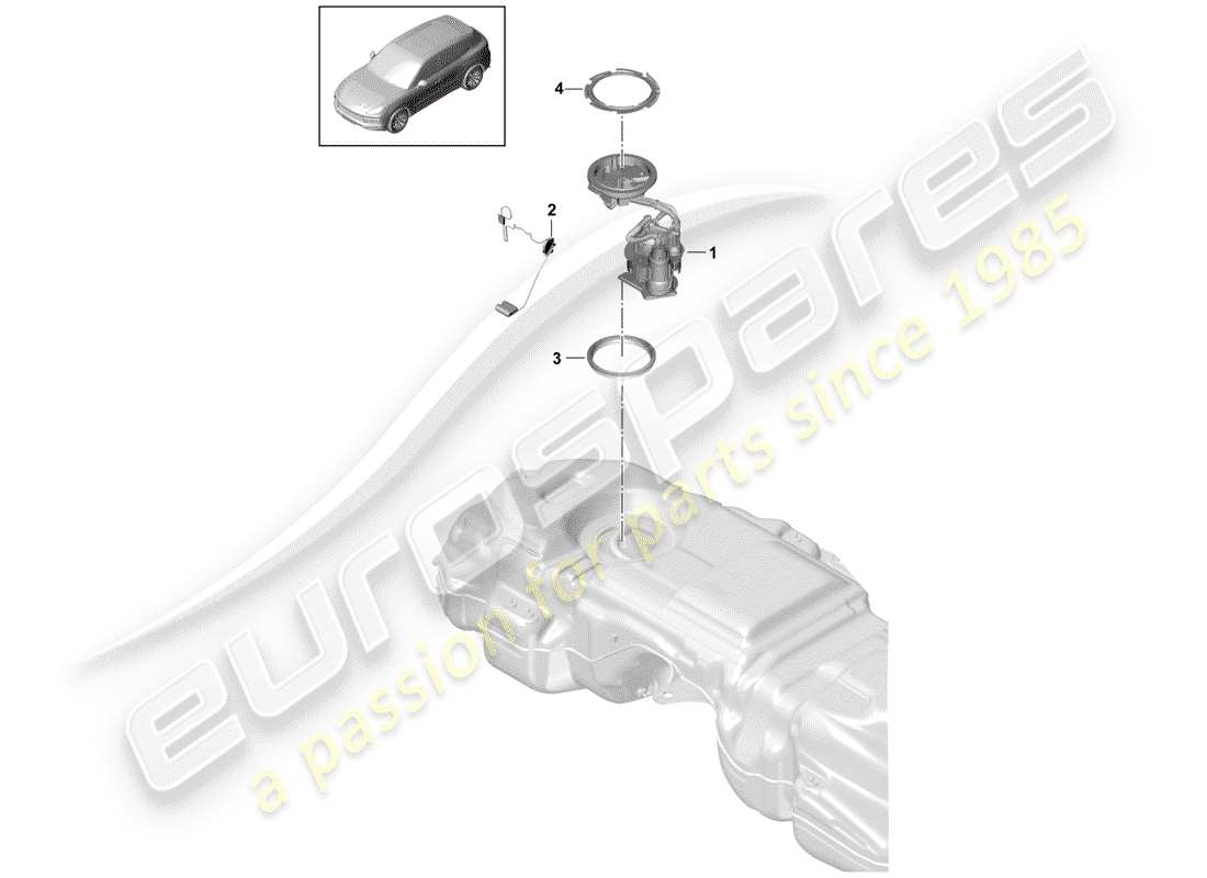 porsche 2020 (cayenne e3 9ya/9yb) fuel tank fuel pump part diagram