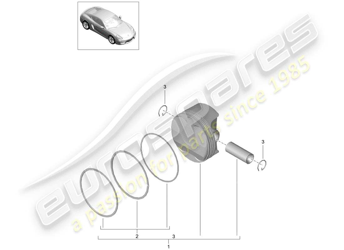 porsche 2014 (981 cayman) piston part diagram