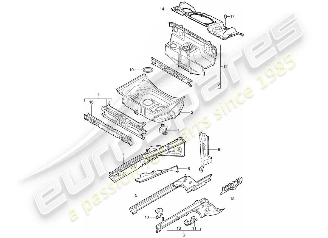 porsche 2006 (987 boxster) front end individual parts parts diagram