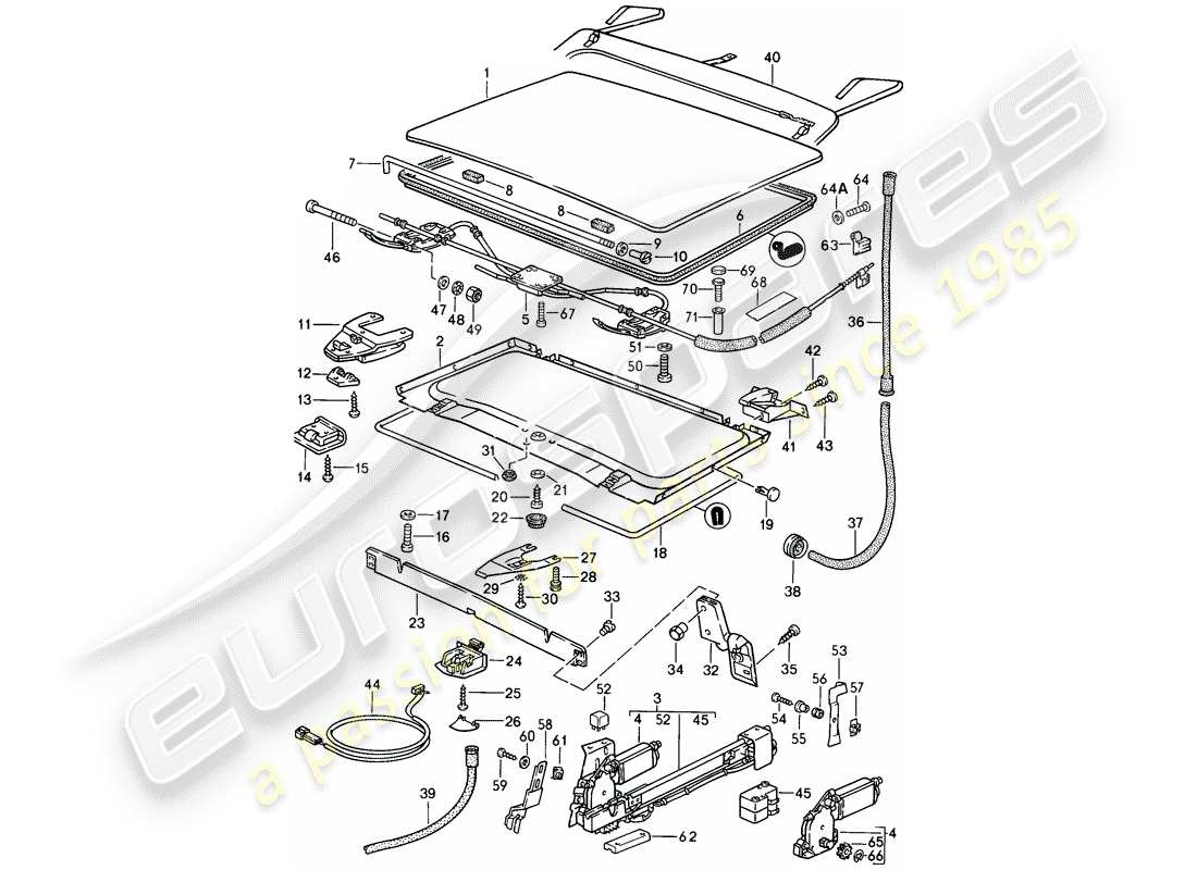 porsche 1986 (944) lifting roof part diagram