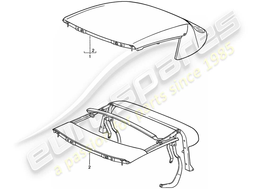 porsche 1984 (911) convertible top - top frame - electrically adjustable - d - mj 1986>> part diagram