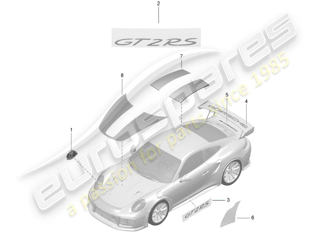 porsche 2014 (991-1 turbo) inscriptions/lettering trim stone guard film part diagram