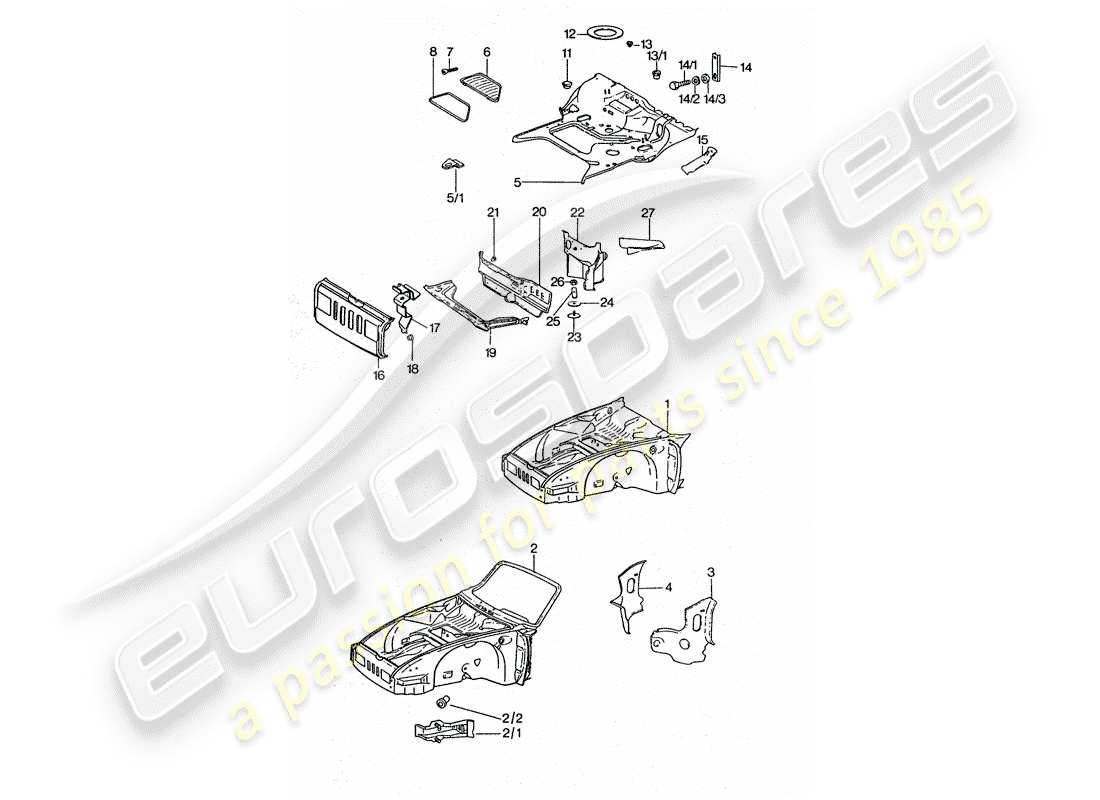 porsche 1975 (911 turbo) frame part diagram