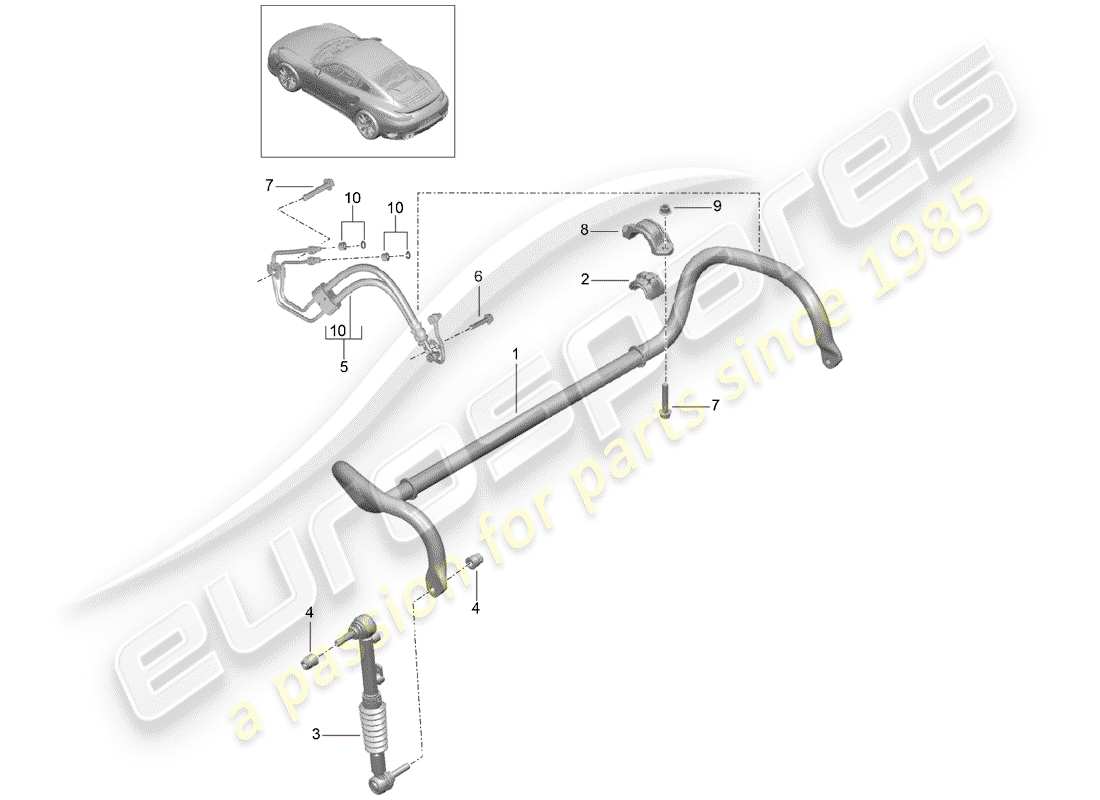 porsche 991 turbo (2014) stabilizer parts diagram