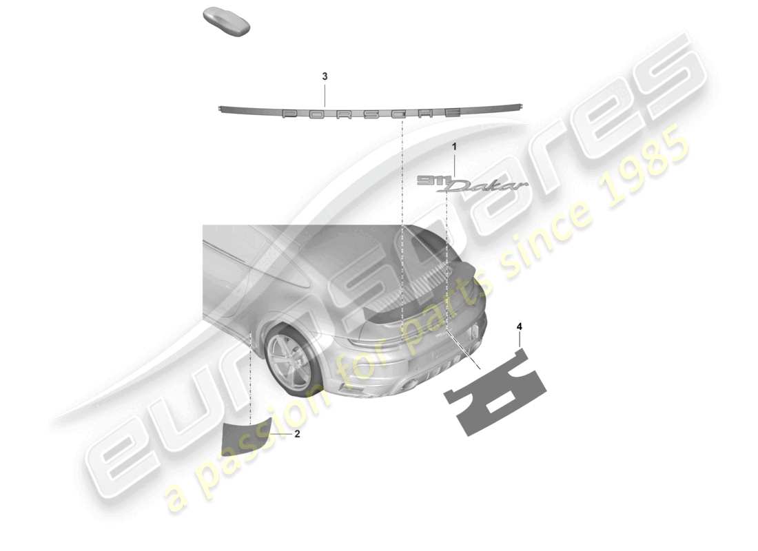 porsche 2020 (992-1) inscription rear parts diagram
