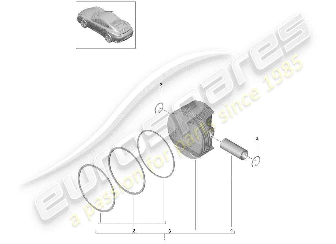porsche 2015 (991-1 turbo) piston part diagram