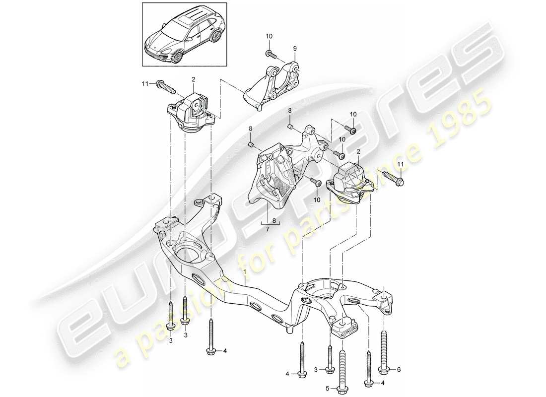 porsche 2011 (cayenne e2 92a) engine lifting tackle lower part diagram