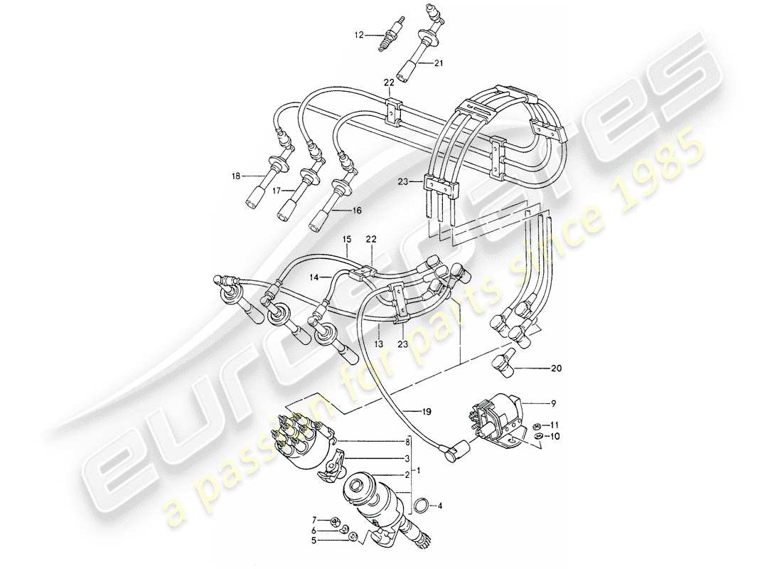 porsche 1991 (964) engine electrics 1 parts diagram
