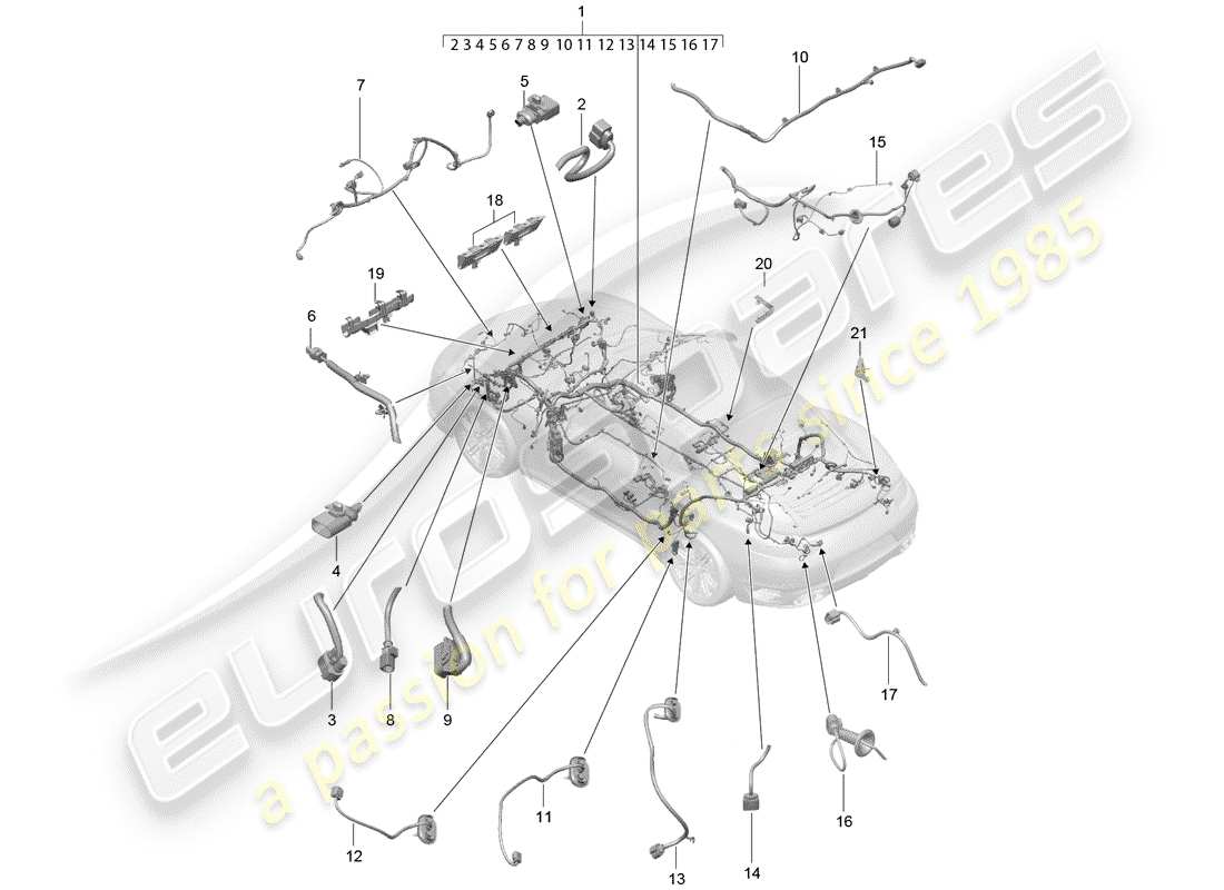 porsche 2015 (991-1 turbo) wiring looms passenger compartment and part section wiring harness d >>- mj 2016 part diagram