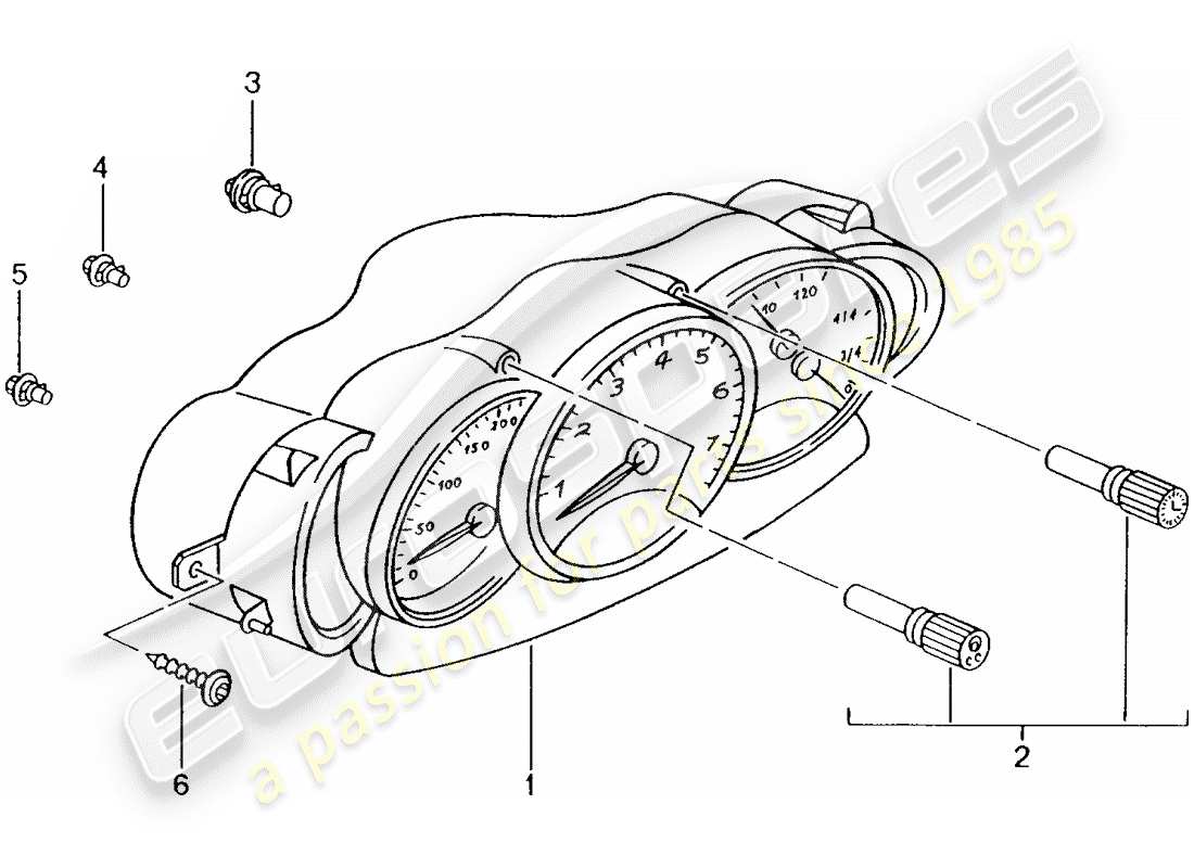 porsche 2004 (986 boxster) combi-instrument (complete) parts diagram