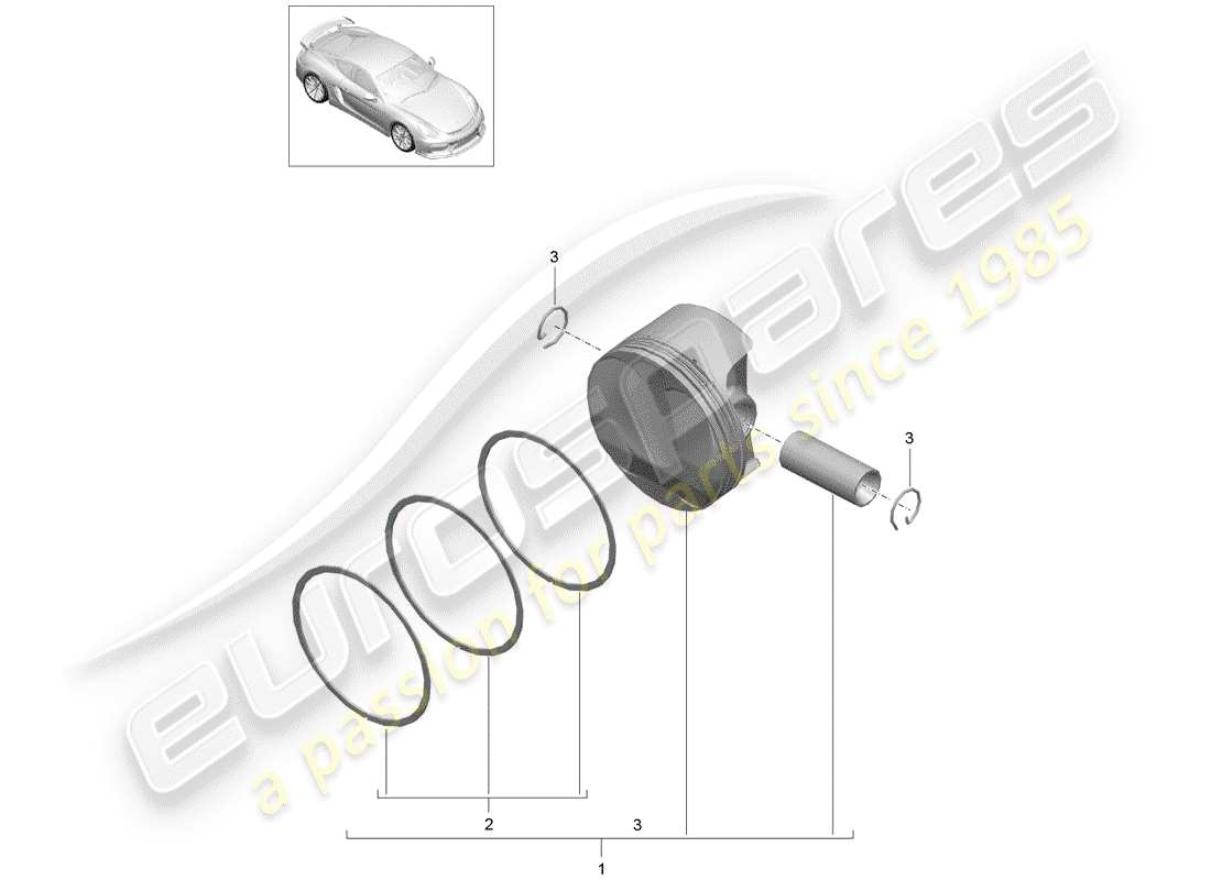 porsche 2016 (981 cayman gt4) piston part diagram
