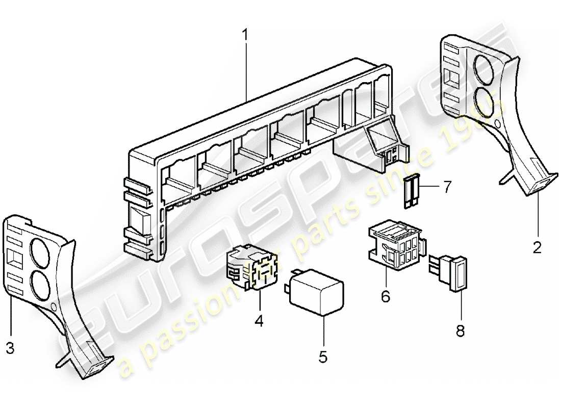 porsche 2005 (987 boxster) central electrics rear end parts diagram