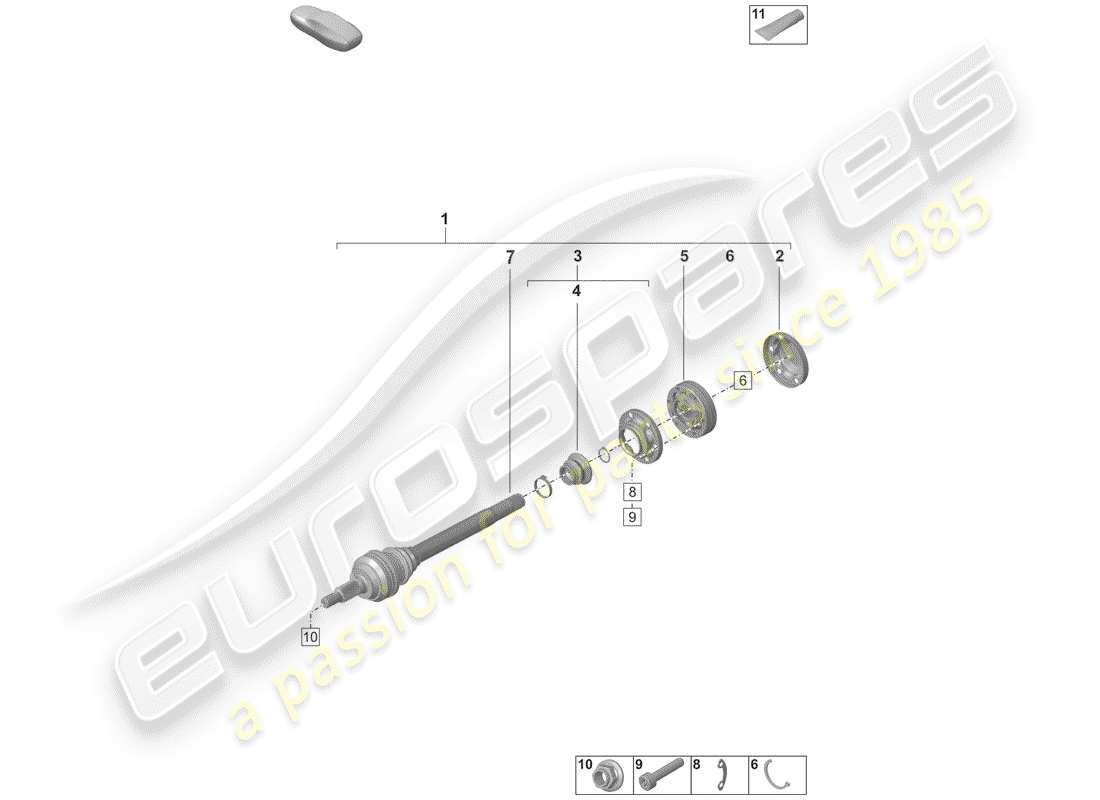 porsche 2020 (992-1) drive shaft parts diagram