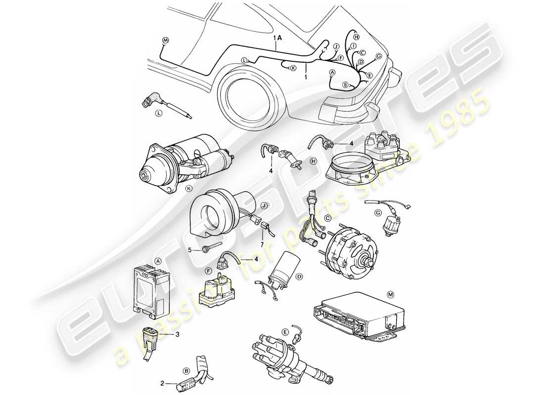 porsche 1984 (911) wiring harnesses - engine part diagram