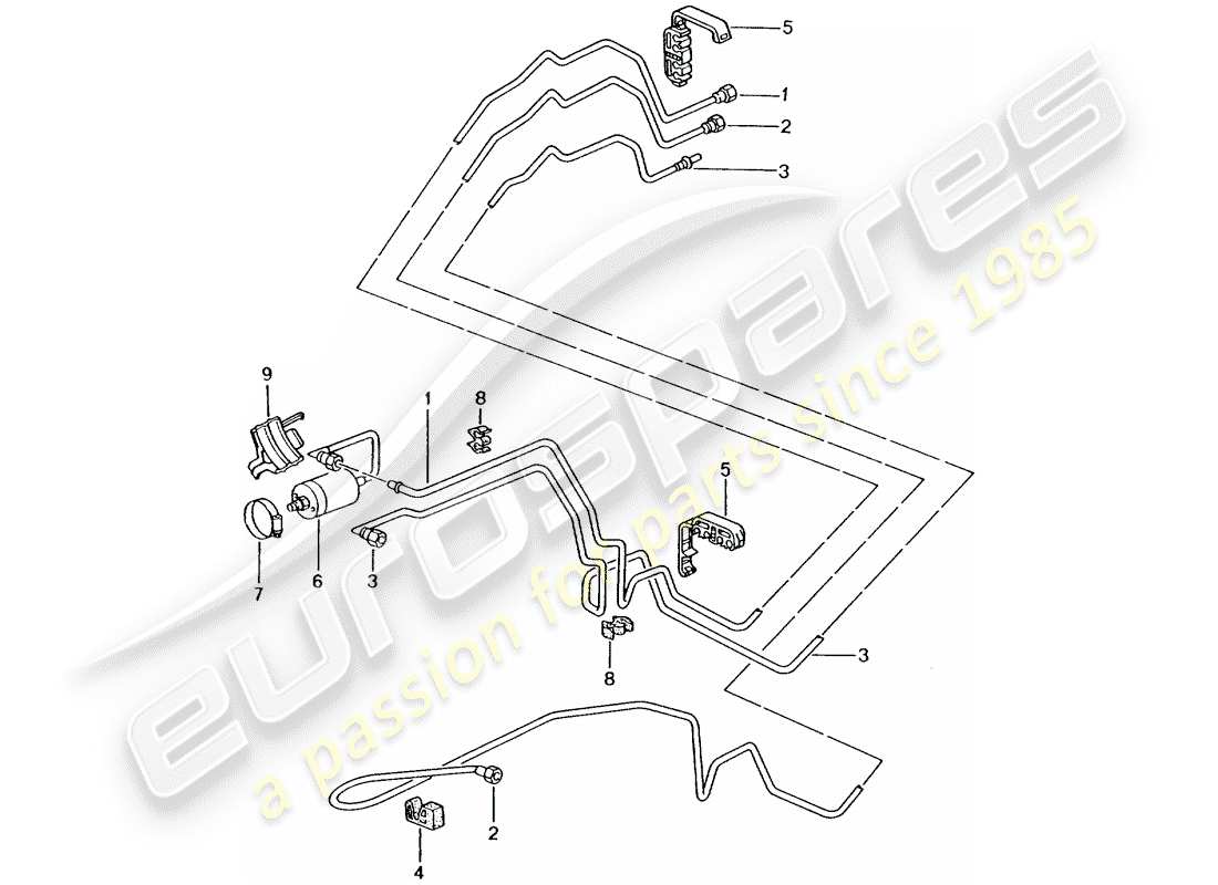 porsche 2002 (996 gt3) fuel system part diagram