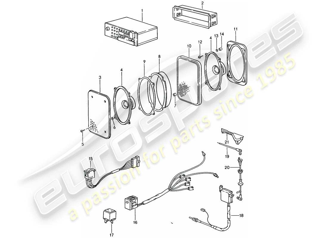 porsche 1986 (944) radio unit part diagram