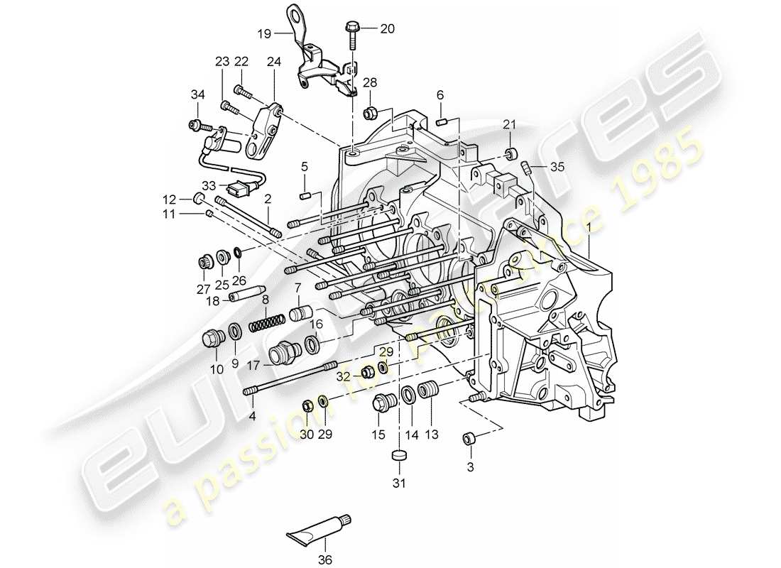 porsche 2011 (997-2 gt3) crankcase parts diagram