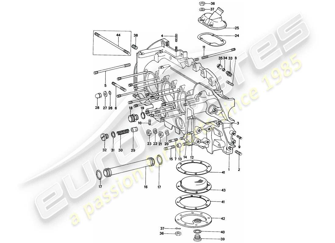 porsche 1976 (914) crankcase part diagram