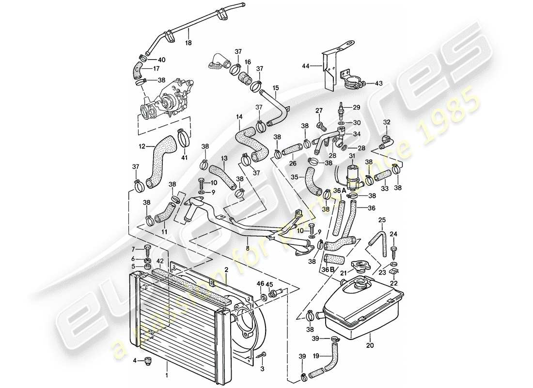 porsche 1986 (944) water cooling part diagram