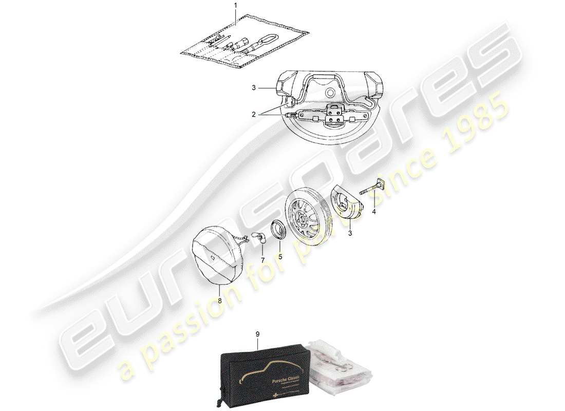 porsche 2004 (986 boxster) tool jack parts diagram