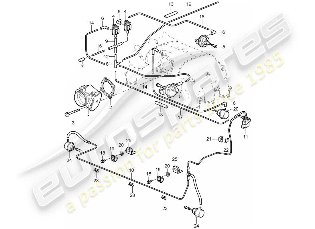 porsche 2011 (997-2 gt3) throttle body parts diagram