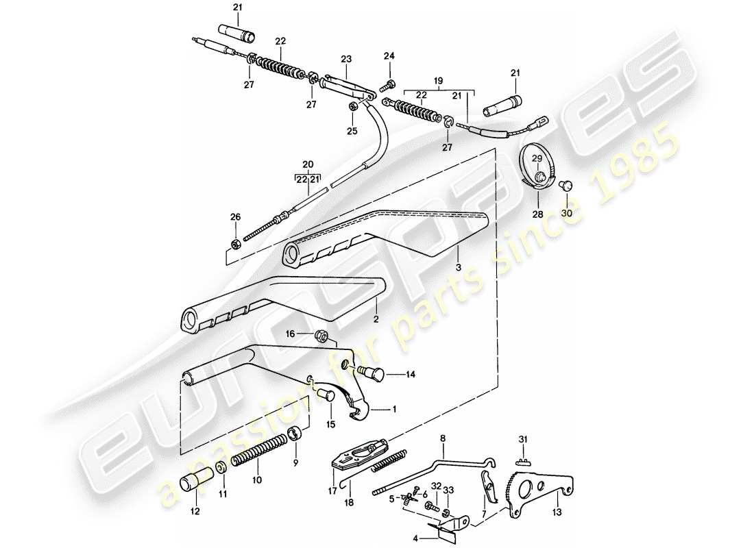 porsche 1986 (944) hand brake lever part diagram