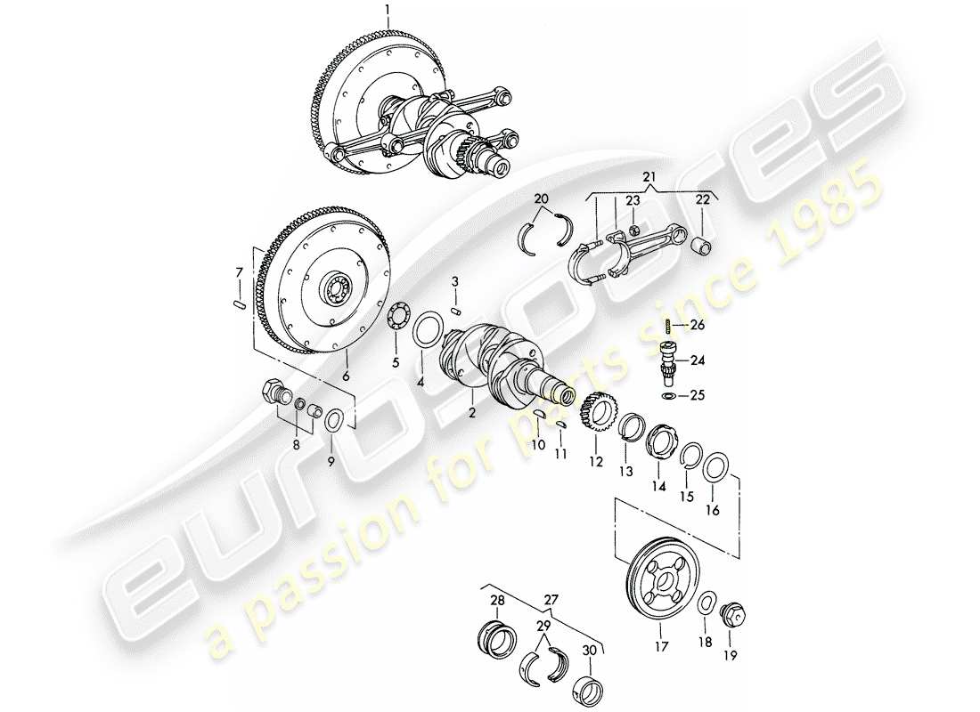 porsche 1967 (911/912) crankshaft - and - connecting rods parts diagram