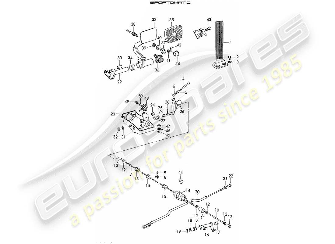 porsche 1967 (911/912) pedals parts diagram